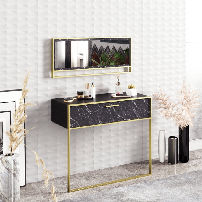 Hanah Home Polka Aynalı - Black
